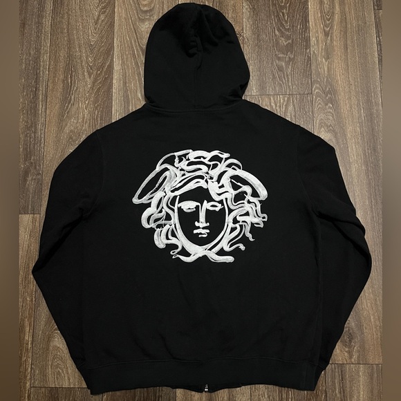 Versace Medusa Print Zip Up Hoodie